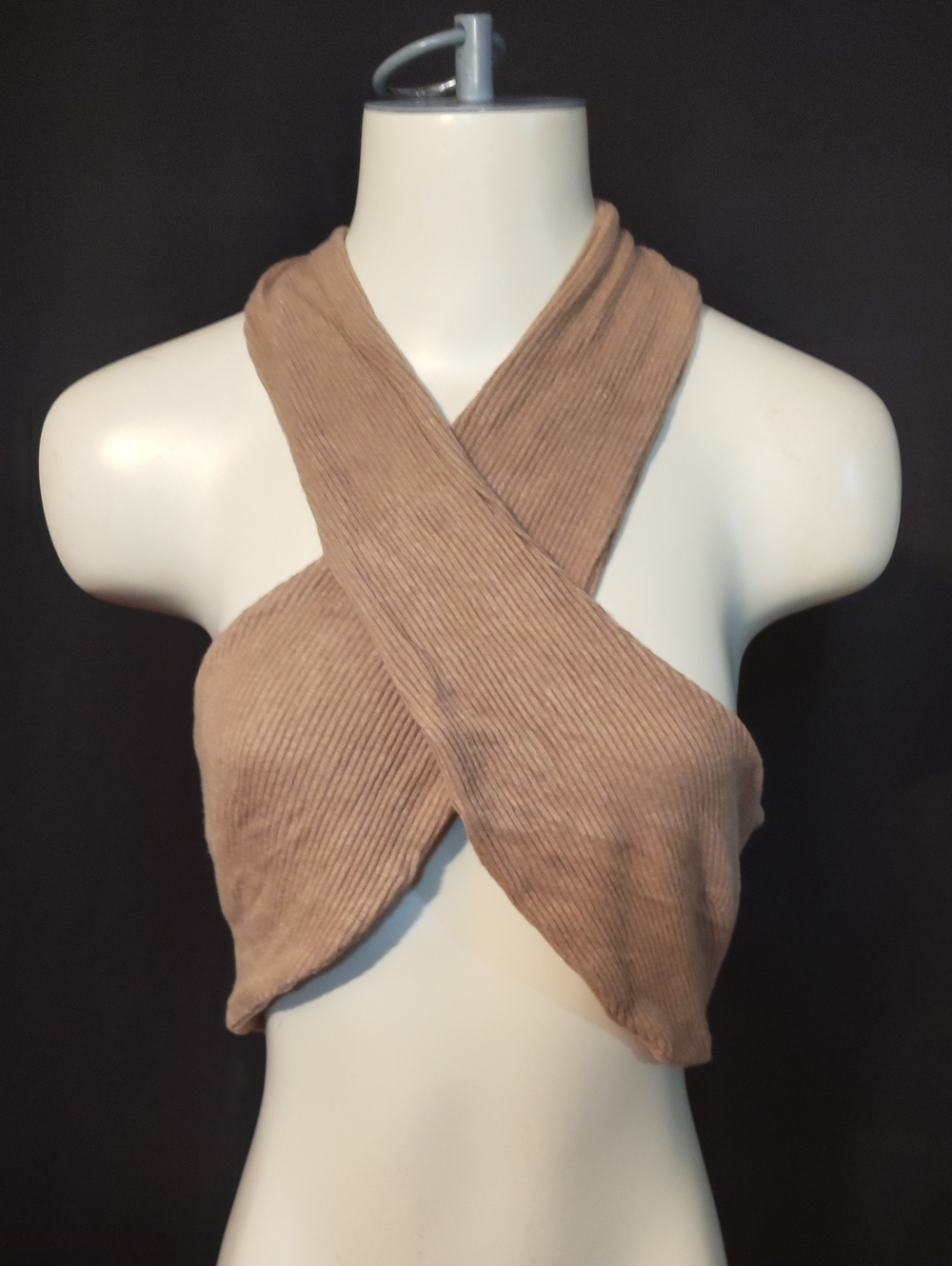 Women's Ribbed Multi Cross-Front Halter Top - Taupe Wear It NWT Size Large